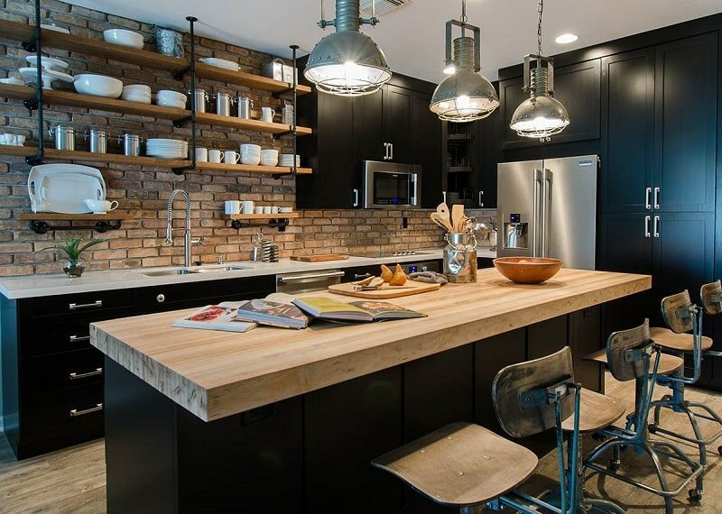 Mẫu phòng bếp mang phong cách nội thất công nghiệp